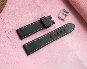 Fibbia Panerai Argentata 24 Mm In Pelle Lucido Con Fibbia In - Foto 9