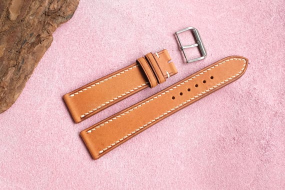 Handcrafted Vegetable Tanned Vachetta Leather Watch Strap – Italian Valdibrana, 18–22mm