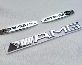 Emblemi AMG per bagagliaio e fiancate, colore cromato, accessori con adesivo per auto da tuning