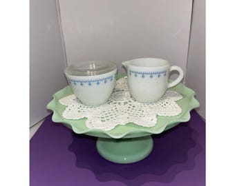 コレール/コーニング ブルースノーフレークガーランド ミニクリーマーとオープンシュガー（箱付き）