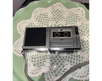 Realistic Silver Black 14-1029 Microcassette Tape Recorder In Case