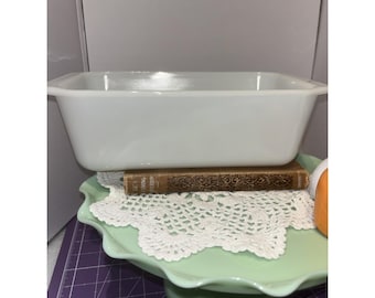 VTG PYREX 215-B Weiße Kastenform Glas 23 cm x 13 cm x 3 cm Ausgezeichnet Gebrauchter Zustand