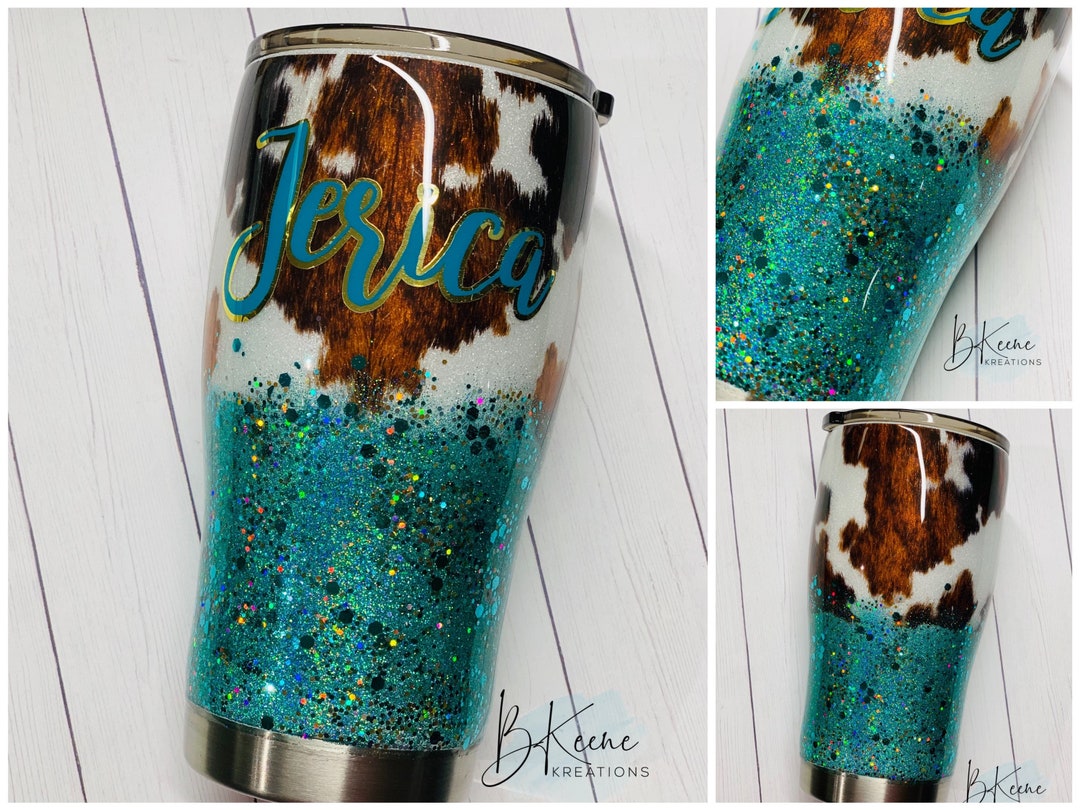 COWHIDE Glitter Tumbler, Glitter Tumbler, Stainless Steel Tumbler