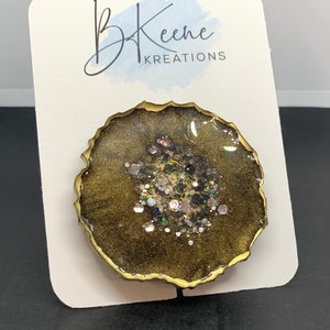 RTS - Faux Geode Phone Grip  - Glitter Mica Gold