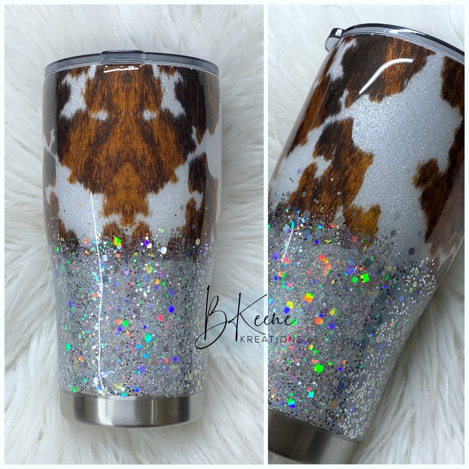 COWHIDE Glitter Tumbler Glitter Tumbler Stainless Steel Etsy