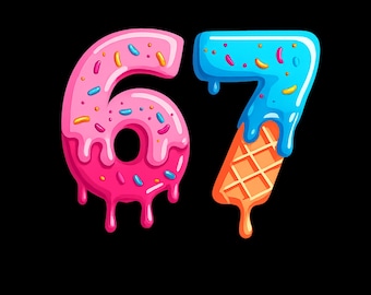 Six Seven Ice Cream Drip PNG – Gen Alpha Meme Design (Instant Download)