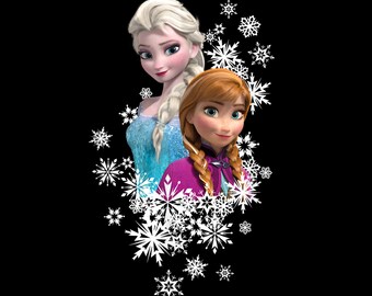 Frozen Anna and Elsa Snowflakes PNG – Princess Winter Magic Design (Instant Download)