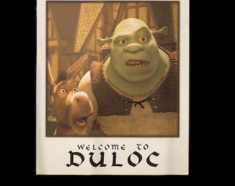 Shrek Welcome to Duloc PNG – Donkey & Shrek Polaroid Design (Instant Download)