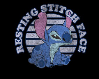 Rosto do Stitch descansando em PNG – Design engraçado de Lilo & Stitch com atitude (Download instantâneo)