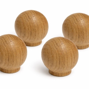 Wooden furniture knobs 4 pcs | oak furniture handles | drawer knobs