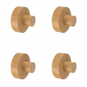 直径48mmの無垢オーク材製家具用ノブ4個セット