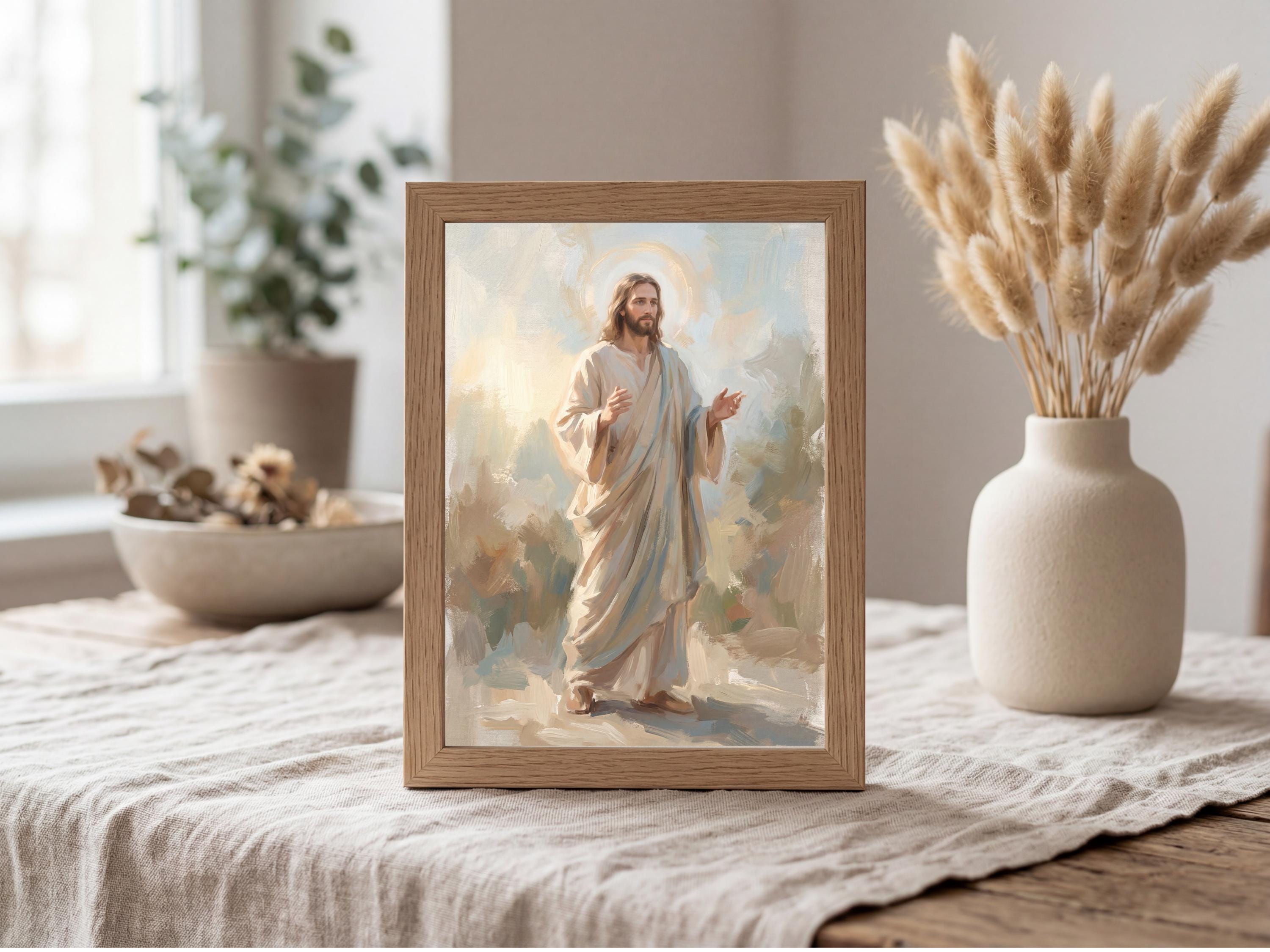 Jesus Christ Wall Art Print, Christian Portrait Painting, Religious ...