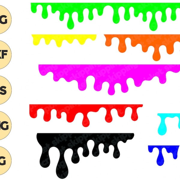 Paint drips svg dxf & png, dripping borders Silhouette Cricut, vector, clipart, cutfile, ink, paint splash, paint splats INSTANT DOWNLOAD