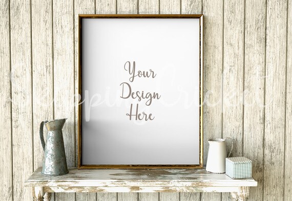 8x10 16x20 24x30 Portrait Gold Frame Mockup Vintage Scene