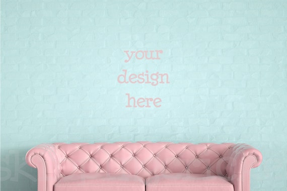 Leather Sofa Mockup Blank Wall Photography Brick Wall Backdrop Leather Sofa Mockup Blank Wall Photography Brick Wall Backdrop
