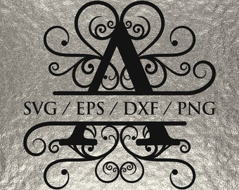 Initial svg, Split initial svg, split initial monogram svg, split initial font svg, initial alphabet svg file, initial svg cricut