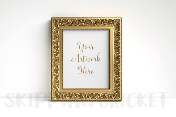 8x10 Gold Frame Mockup Stock Photography Styled Stock Frame