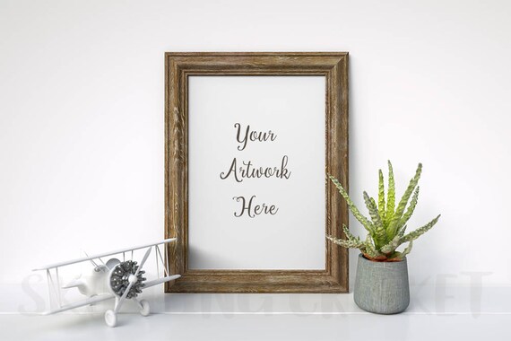 A4 Wood Frame Mockup A4 Mockup Wooden Frame On