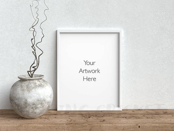 8x10 16x20 Portrait Frame Mockup White Frame On Shelf 8x10 16x20 Portrait Frame Mockup White Frame On Shelf