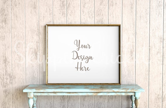 8x10 16x20 Landscape Gold Frame Mockup Vintage Scene Mockup