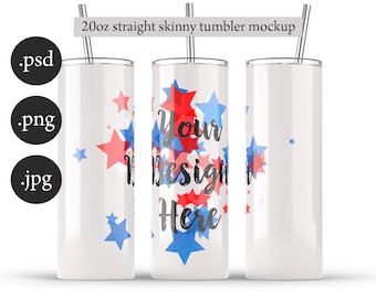 20oz Skinny Tumbler Mockup: Photoshop Template (Digital Download)