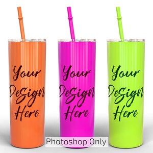 Skinny Tumbler Mockup: 20oz Custom Color Template (PSD Digital Download)