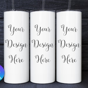 20oz Skinny Tumbler Canva Mockup: White Tumbler Template (Digital Download)