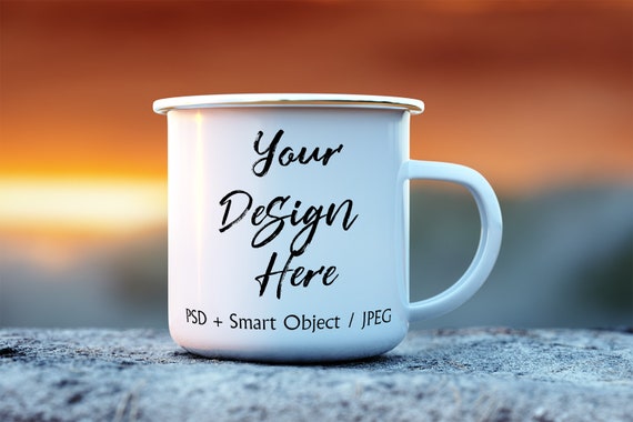Download 10oz Camping Mug Mockup 10oz Enamel Mug Mockup Psd Smart Etsy