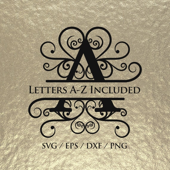 Download Split monogram alphabet svg letters A Z split monogram | Etsy