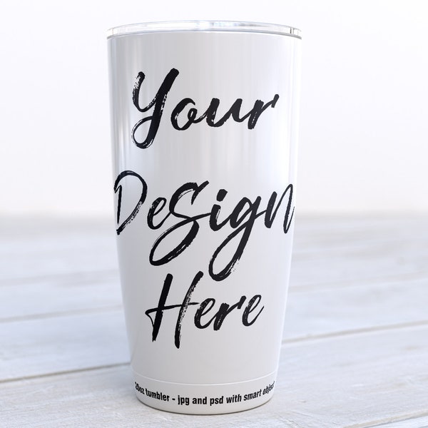 White 20oz Tumbler Mockup: Travel Flask, Decal Display (Digital Download)