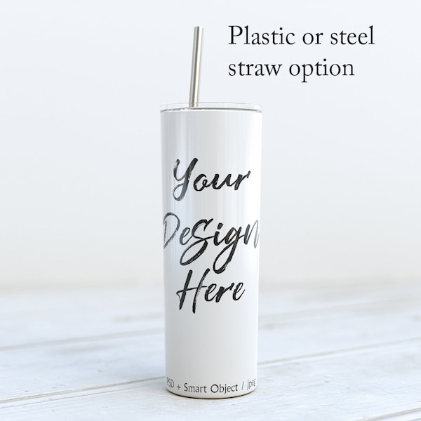 White Tumbler Mockup: Skinny Tumbler Template (Digital Download)