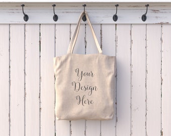 Farmhouse Style Beige Canvas Tote Bag Mockup, Canvas Bag Mockup, Bags Mockup, Mock Up, Hanging Tote, Dye Sublimation DIGITAL DOWNLOAD