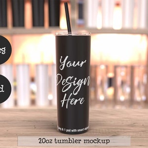 Skinny tumbler mockup, matte black tumbler template, 20oz, travel flask mockup, decal mockup, cup mockup DIGITAL DOWNLOAD