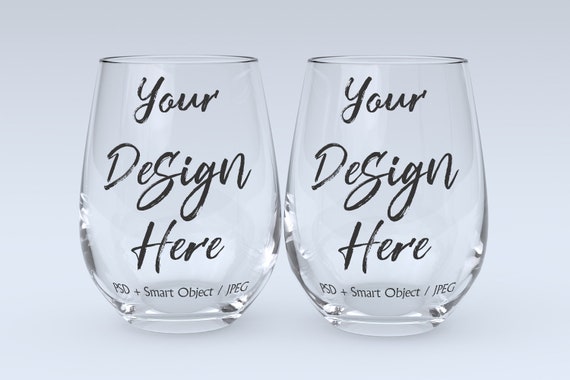 Stemless Wine Glass Mockup Two Glass Mockup Template Smart Etsy