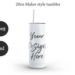20oz White Tumbler Mockup: Maker Style Template (Digital Download)