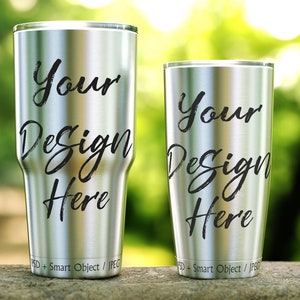 Two Steel tumblers mockup, tumbler template, 20oz, 30oz, travel flask mockup, decal mockup,cup mockup, outdoor,smart object DIGITAL DOWNLOAD