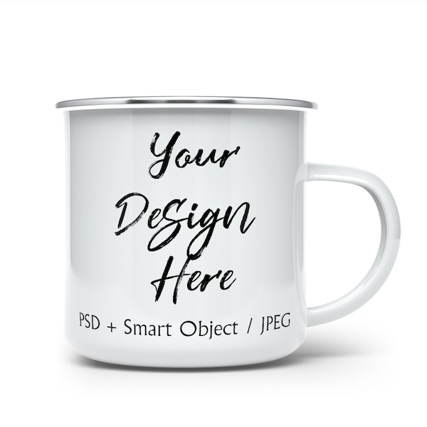 10oz camping mug mockup, 10oz enamel mug mockup, PSD smart object, outdoor scene, sublimation mockup, decal, styled stock DIGITAL DOWNLOAD