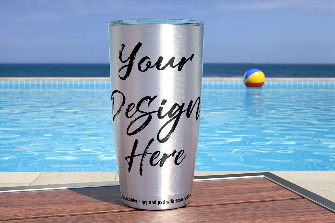 Download Brushed steel tumbler mockup tumbler template 20oz travel | Etsy