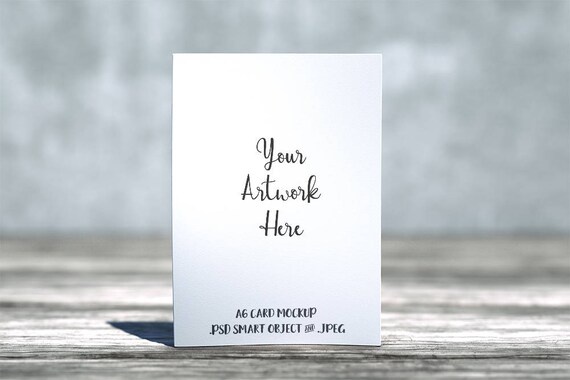 A6 Card Mockup On Worn Wooden Floorboards Smart Object Card Etsy