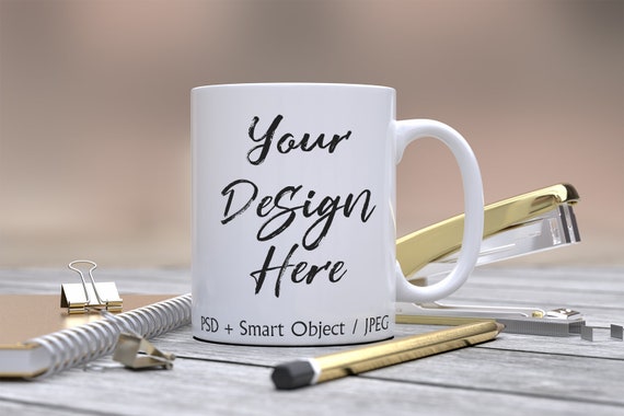 11oz White Mug Mockup Office Mug Mockup Psd Smart Object Etsy