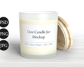 11oz Frosted Jar Candle Mockup: Photoshop PSD (Digital Download)