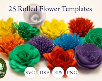 Rolled flower svg, paper flower template, cut files, petal cutfiles, svgs, pngs, dxf, eps, cricut, silhouette printable INSTANT DOWNLOAD