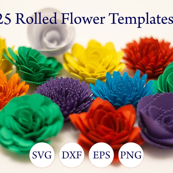 Rolled flower svg, paper flower template, cut files, petal cutfiles, svgs, pngs, dxf, eps, cricut, silhouette printable INSTANT DOWNLOAD