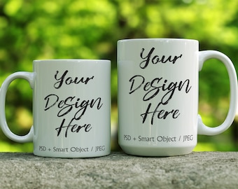 Mug Mockup: 11oz & 15oz White Coffee Mugs (PSD Digital Download)