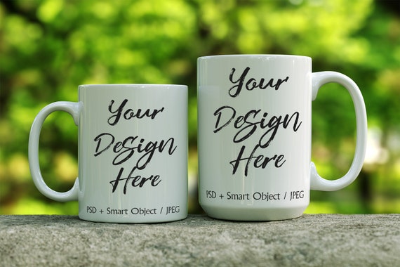 Download Two Mug Mockup 11oz And 15oz Mugs Mock Up White Coffee Mug Etsy