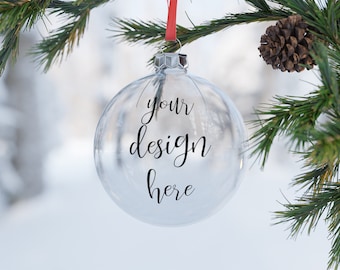 Christmas Bauble Mockup: Custom Text & Background (Digital Download)