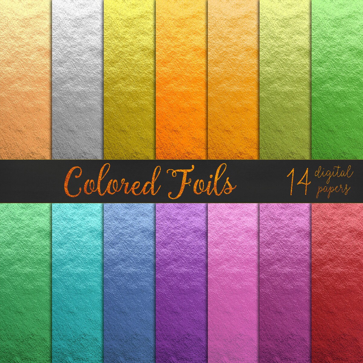 Color foil digital papers colored foil papers foil digital Etsy