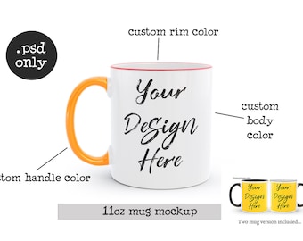 11oz White Mug Mockup: PSD Smart Object (Digital Download)