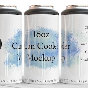 16oz Can Cooler Mockup Full Wrap, Photoshop Mockup, Change Background,  Colors, Shadow. 4 in 1 Can Cooler, 5 in 1 DIGITAL DOWNLOAD 