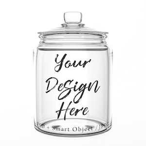 Glass cookie jar mockup, smart object jar template, canister mockup, dye sublimination decal mockup, transparent background DIGITAL DOWNLOAD
